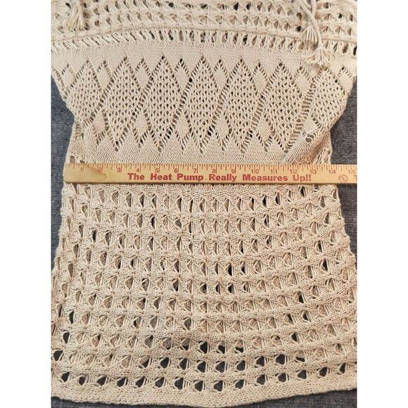 Chico's Open Knit Sweater Women Sz 1 Cold Shoulder Tassel Sleeveless Boho - Picture 5 of 8